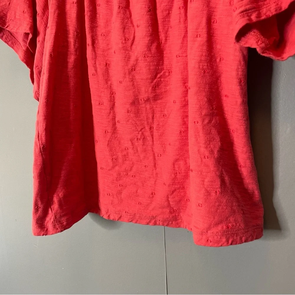 LOFT Women's hot pink embroidered puff sleeve Top‎ size small